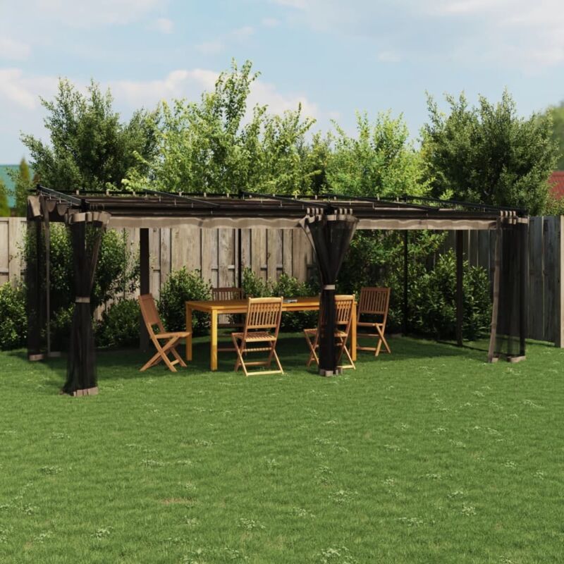 Vidaxl - Gazebo With Mesh Walls Taupe 6x3 M Steel