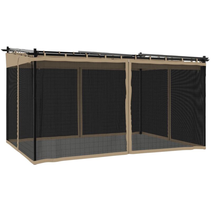 Vidaxl - Gazebo With Mesh Walls Taupe 4x3 M Steel