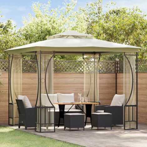 Gazebo with Nets 300x300x265 cm Cream vidaXL
