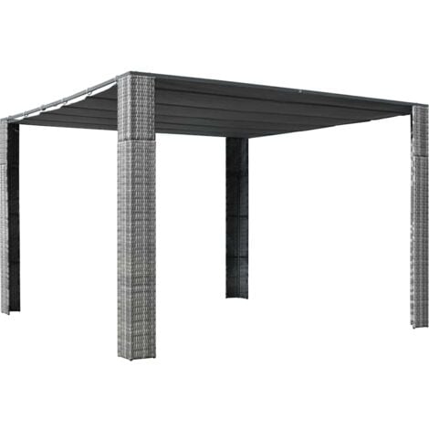 Gazebo with Roof Poly Rattan 300x300x220 cm Grey and Anthracite vidaXL