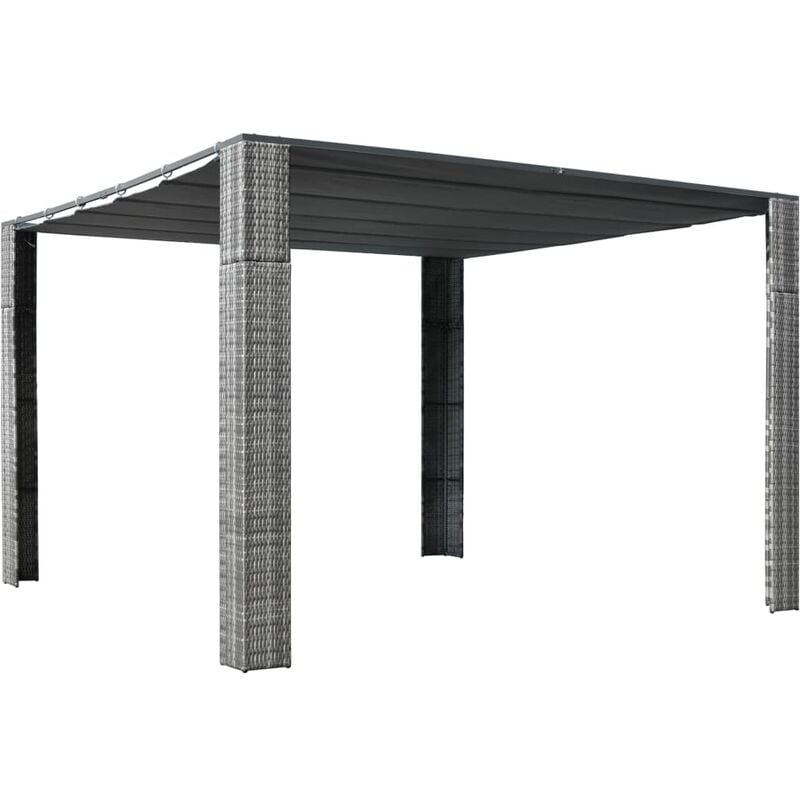 Vidaxl - Gazebo with Roof Poly Rattan 300x300x200 cm Grey and Anthracite