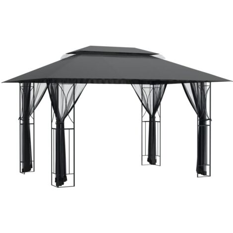Gazebo with Sidewalls Anthracite 400x300x270 cm Steel vidaXL