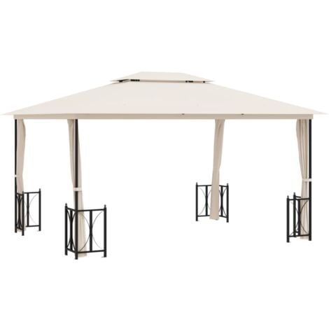 Gazebo with Sidewalls&Double Roofs 3x4 m Cream vidaXL