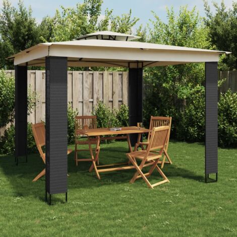 Gazebo，Garden pavilion with Double Roof Cream 2.94x2.94 m Steel VSVS561161