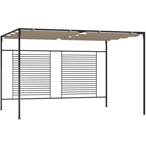 Gazebo，Garden pavilion with Retractable Roof 3x4x2.3 m Taupe 180 g/m² VSVS389599