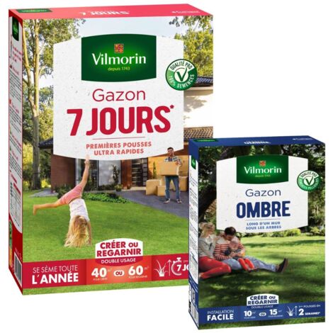 Gazon 7 jours - 1 kg + Gazon Ombre - 250 g Vilmorin