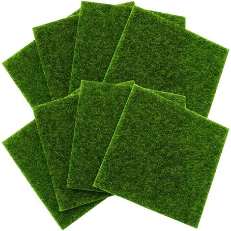 Gazon Artificiel 8 Pièces Pelouses Artificielles Miniatures Mini Herbe Artificiel Gazon Tapis de Pelouse Verte Artificielle Synthétique Pelouse pour Jardin Paysage Balcon 15 x 15 cm
