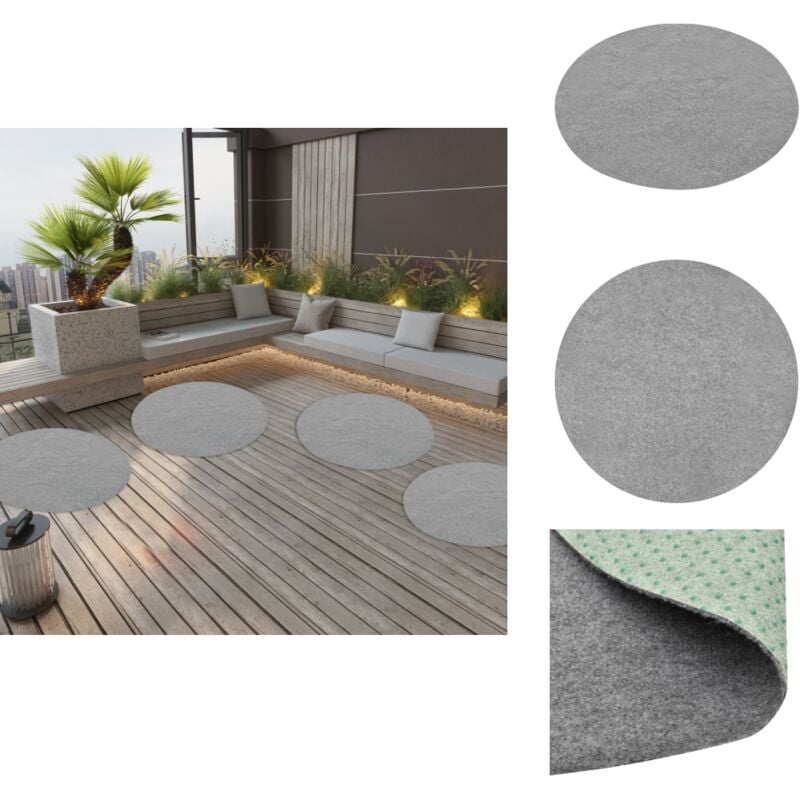 Gazon artificiel avec picots Dia.130 cm Gris Rond - Gazon Artificiel - Gazon Synthétique - Décoration Extérieure - Terrasse - Jardin
