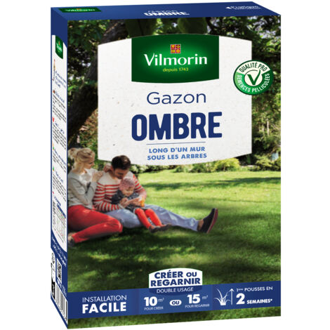 Gazon ombre 250 g – Mélange pour espaces ombragés – Couvre 10 à 15 m² – Favorise biodiversité et pollinisateurs – Vilmorin