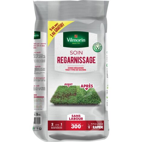 Gazon regarnissage universel 5kgs – Mélange de graminées à germination rapide – Pour sols variés et climats doux – Vilmorin