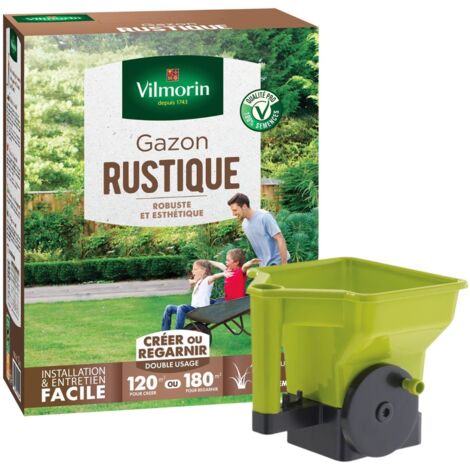 Gazon Rustique - 3 kg + Semoir à main Gazon/Engrais Vilmorin