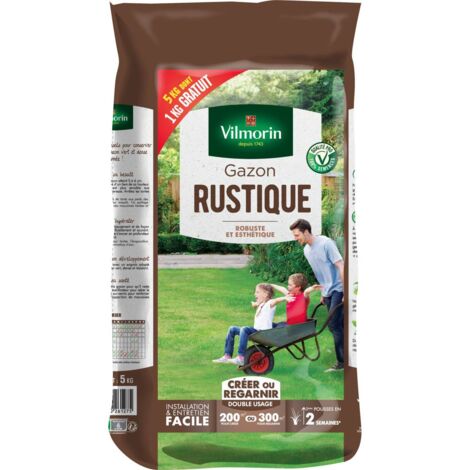 Gazon rustique 5kg – Superficie couverte 200 m² – Composition 30% RGA MERCITWO – Croissance robuste et durable – Vilmorin