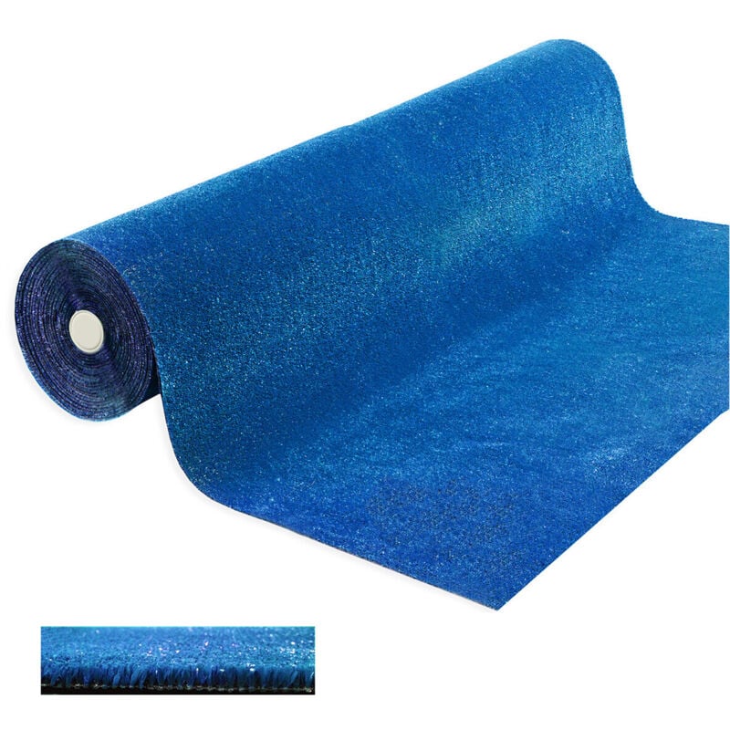 Gazon Synthétique Bleu 7 mm Décoratif Maison Boutique Jardin - 1x20 Mt