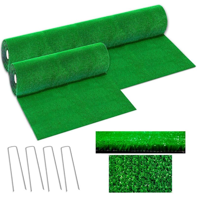 Emmevi Mv S.p.a. - Gazon synthétique drainant de haute qualité pelouse artificielle de 7 mm d'épaisseur avec piquets - 1 mètre x 1 mètre