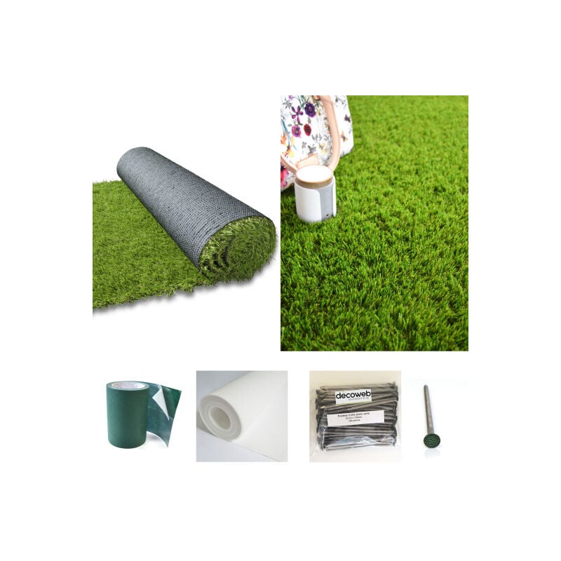 Gazon synthétique Vincennes - 35mm - 2m x 25ml + kit de pose sur sol meuble