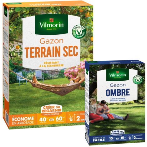 Gazon Terrain Sec - 1 kg + Gazon Ombre - 250 g Vilmorin