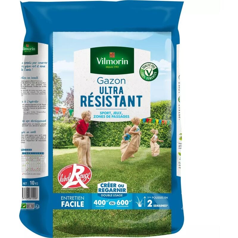 Vilmorin - Gazon ultra résistant sac de graines de 10kgs