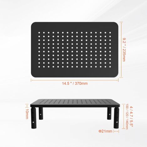 GB1051, Supporto per monitor da scrivania per PC, Supporto per monitor regolabile in altezza (3 tipi), Adatto per monitor PC, laptop, stampanti, Carico massimo 20 kg, Nero