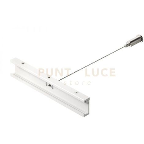 GBIS03- KIT SOSPENSIONE 1 STAFFA-CAVO ACCIAIO MT2-BLOCCACAVO SOFFITTO BIANCO