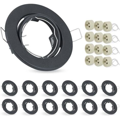 GBLY 12 LED Einbaustrahler GU10 Montagerahmen Einbaustrahler 30° schwenkbar Runde Einbaustrahler inklusive GU10 Sockel Chrom Halogenrahmen Passend für LED Licht Zentrum