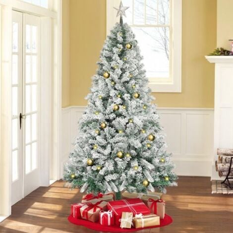 GBLY Albero di Natale artificiale flocked con supporto Verde 210 cm PVC