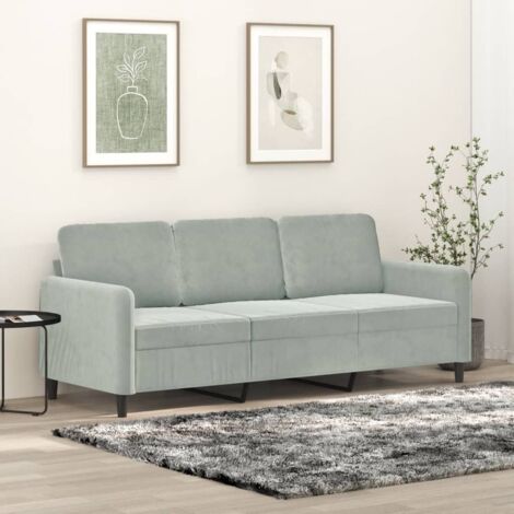GBLY 3-Sitzer-Sofa Hellgrau 180 cm Samt
