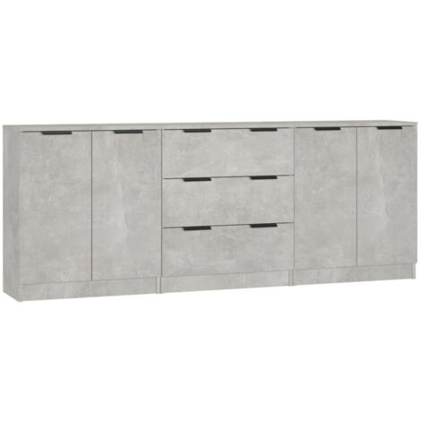 GBLY 3-tlg. Sideboard-Set Betongrau Holzwerkstoff