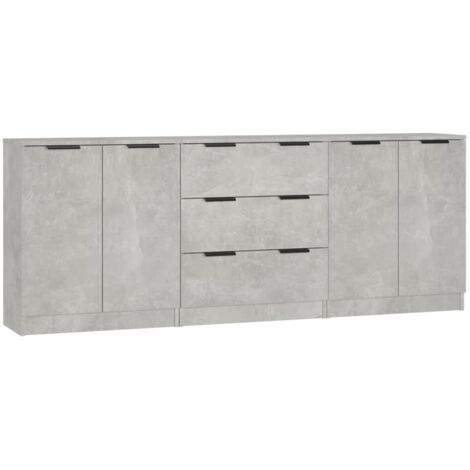 GBLY 3-tlg. Sideboard-Set Betongrau Holzwerkstoff