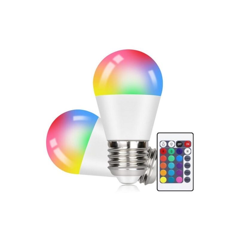 Gbly - Ampoule led avec télécommande E27 lampe rgb - Pack de 2 ampoules led changeant de couleur Ampoule à intensité dimmable 4W couleur blanc chaud