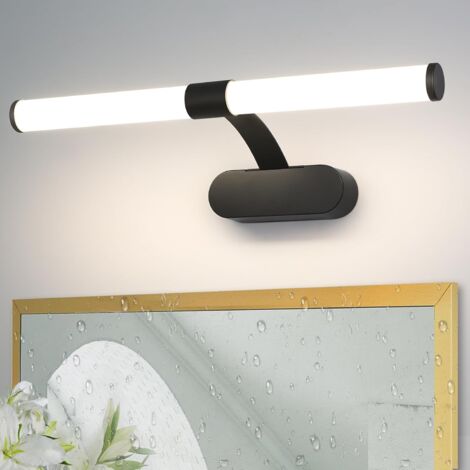 GBLY Apliques para cuadros LED, lámpara de armario, aplique de baño, luz negro neutra 4000 Kelvin, 6W, impermeable IP44, ancho 400mm