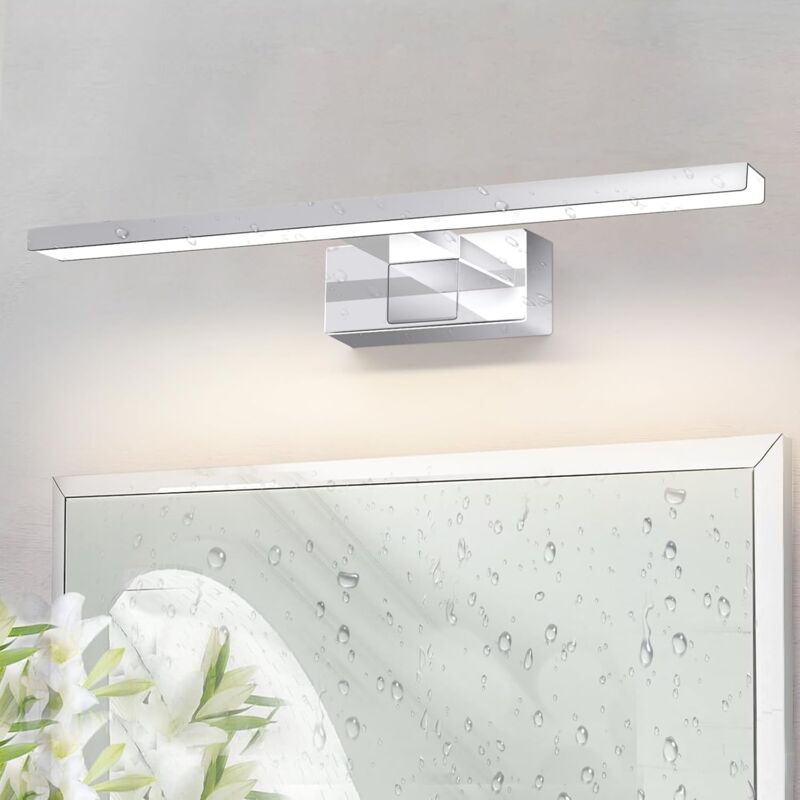 Gbly - lampe miroir led, lampe armoire, applique salle de bain, lumière blanche neutre 4000 Kelvin, 8W, étanche IP44, largeur 400mm, chrome