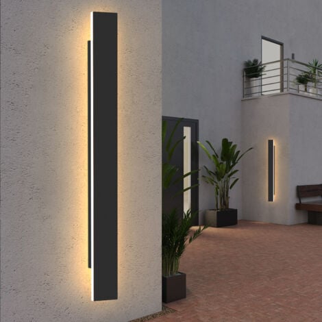 GBLY Applique murale d'extérieur LED - 32W lumière noire 3000K IP65 étanche longue lampe d'extérieur 100CM de villa en acrylique éclairage extérieur pour mur de maison jardins terrasse