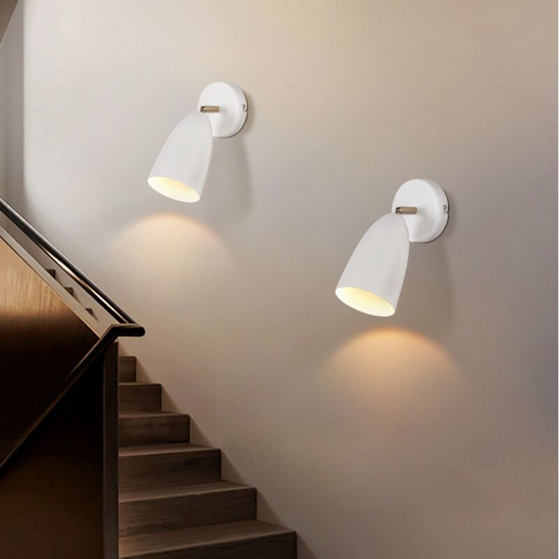 GBLY Applique Murale d'intérieur Blanc - Lot de 2 Appliques Murales Vintage Chambre à Coucher Spots Muraux GU10 Lampe de Couloir Cuisine Applique