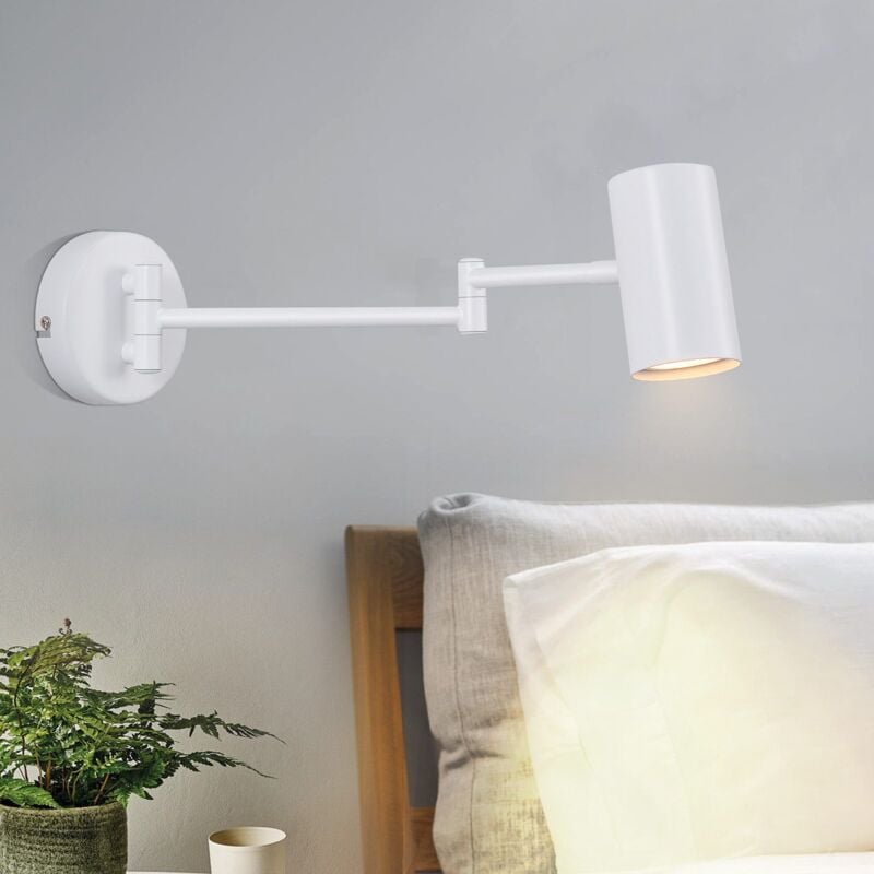 GBLY Applique murale d'intérieur GU10 - Lampe de chambre à coucher Spot mural Appliques murales Moderne Blanc Bras Long Pivotant Éclairage Mural en