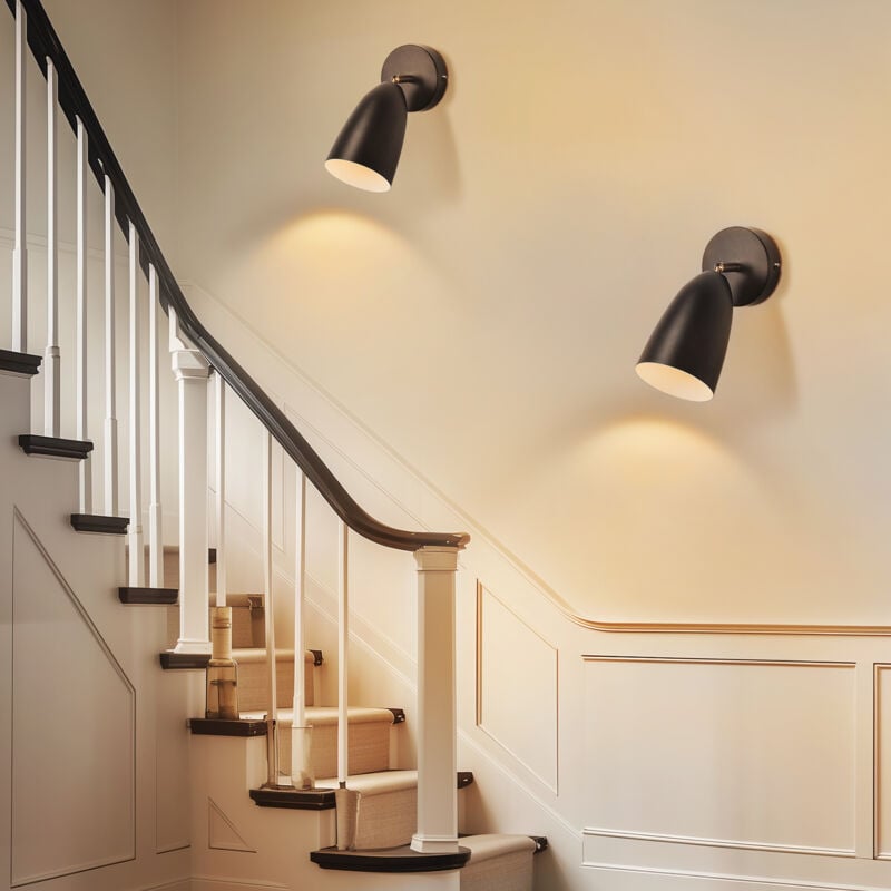 Gbly - Applique Murale d'intérieur Noir - Lot de 2 Appliques Murales Vintage Chambre à Coucher Spots Muraux GU10 Lampe de Couloir Cuisine Applique