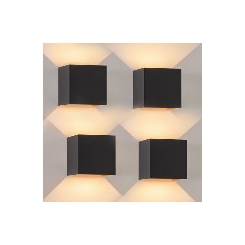 Applique murale extérieure led - jeu de 4 appliques murales extérieures Intérieur Up And Down Lampes 5W Ip65 étanche Lampe extérieure Noir or Couloir