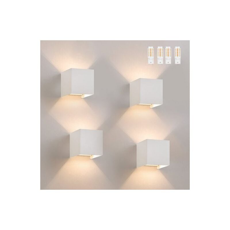 Applique murale led Intérieur/Extérieur : set de 4 lampes extérieures blanc chaud IP65 Applique extérieure G9 Luminaire maison chambre couloir cage