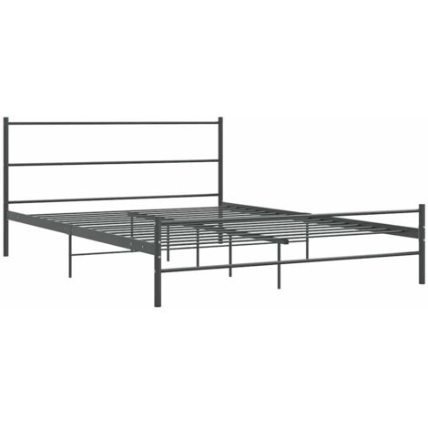 GBLY Bettgestell ohne Matratze Grau Metall 140×200 cm