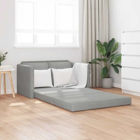 GBLY Bodensofa mit Schlaffunktion Hellgrau 122x204x55 cm Samt