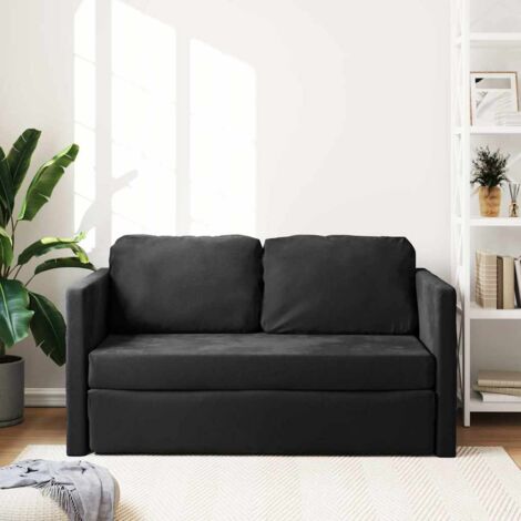 GBLY Bodensofa mit Schlaffunktion Schwarz 122x204x55 cm Samt