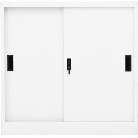GBLY Büroschrank mit Schiebetür Weiß 90x40x90 cm Stahl