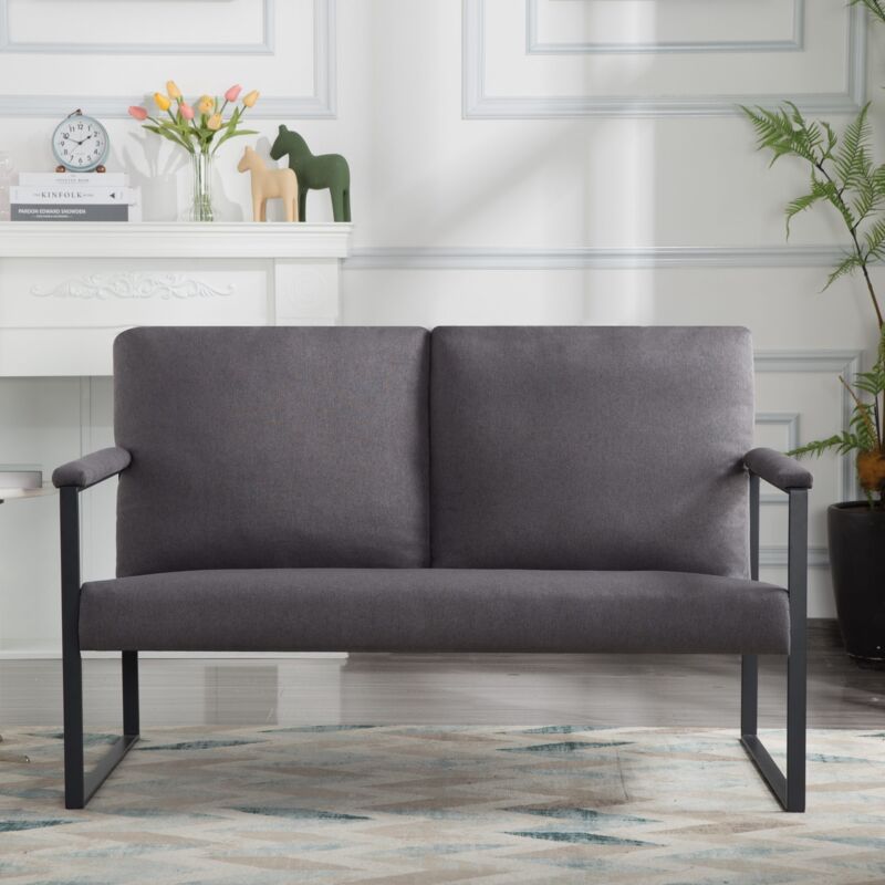 Canapé lounge structure métal moderne 125x80x77cm gris amovible antidérapant avec structure métal - Gbly