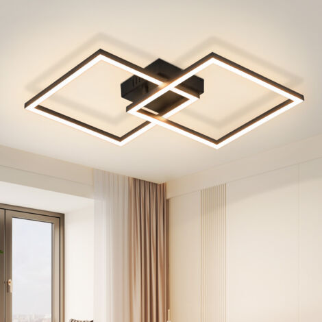 GBLY Deckenlampe LED Deckenleuchte Schlafzimmer - 24W Wohnzimmerlampe Warmweiß Küchenlampe Modern Esszimmerlampe Schwarz Eckig Deckenleuchten für Wohnzimmer Kinderzimmer
