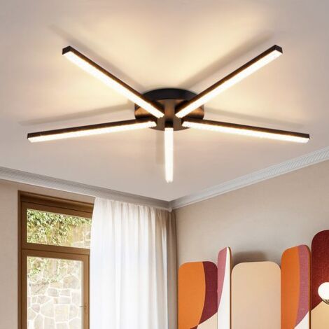 GBLY Deckenlampe LED Deckenleuchte Wohnzimmer - 24W Küchenlampe Schwarz 63.3CM Wohnzimmerlampe Modern 5 flammig Design Flurlampe Warmweiß Flur Kristall Schlafzimmerlampe für Küche Schlafzimmer