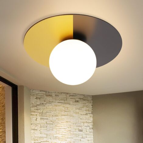 GBLY Deckenlampe Wohnzimmer Deckenleuchte Flur - Wohnzimmerlampe Schwarzgold Vintage Flurlampe Glas und Metall E14 Modern Design Deckenbeleuchtung für Kinderzimmer Gang Schlafzimmer(ohne Leuchtmittel)