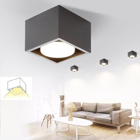 GBLY Deckenspots LED Schwarz Aufbauspot - Spots Deckenleuchte Aufputz inklusive LED Warmweiß GX53 5W Deckenstrahler Eckig Aufbaustrahler Schwenkbar für Küche Wohnzimmer Esszimmer Korridor Flur