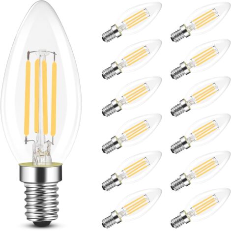 GBLY E14 Lampadina LED Bianca Calda - Confezione da 12 Lampadine da 4 W Lampada da 40 W di Ricambio Lampada a Risparmio Energetico Senza Sfarfallio Bianca Calda 2700 K, Non Dimmerabile