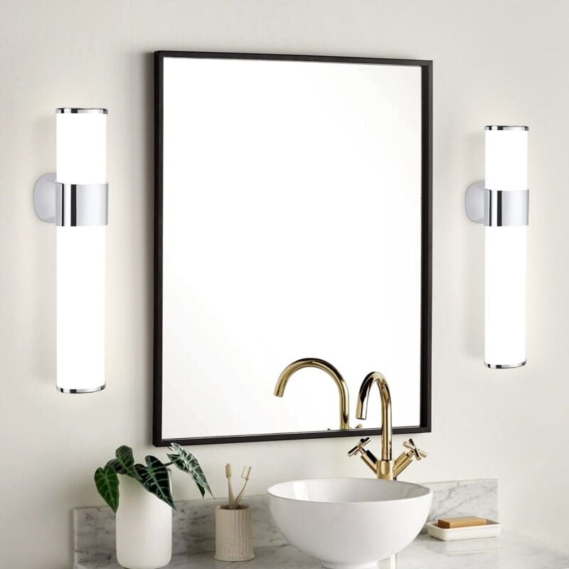 Gbly - Lot de 2 Lampes de Miroir led de Salle de Bain - 6W Applique Murale de Salle de Bain 30CM Applique de Salle de Bain Étanche IP44 Chrome