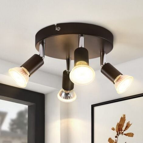 GBLY Faretto da soffitto 4 fiamme nero Moderna plafoniera GU10, orientabile 350°, senza lampadina, soggiorno camera da letto corridoio