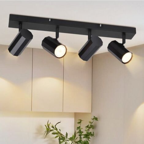 GBLY Faretto da soffitto a 4 fiamme - Lampada da cucina vintage nera GU10 orientabile 330° retro MAX. 25W Metallo per soggiorno, sala da pranzo, camera da letto Senza lampadina